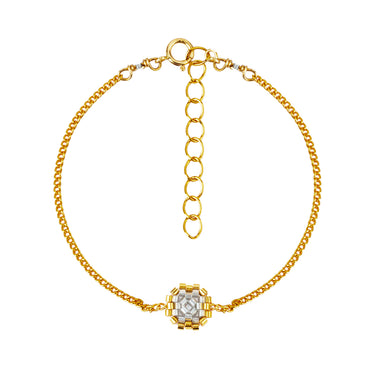 Pulsera Diamantes 1 Cuadrado Dorado Ajustable Gris